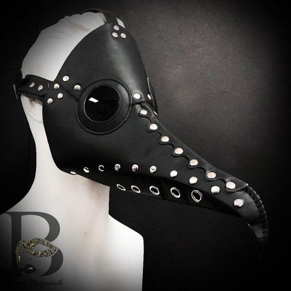 Plague Doctor Mask Black Long Nose Steampunk - Picture 1 of 3